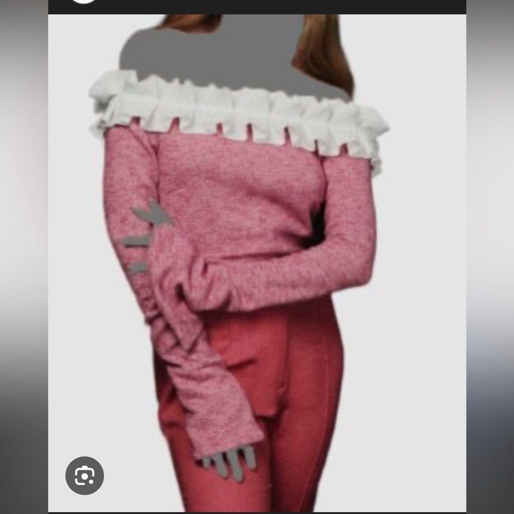 Aaizel Size 8 pleated Off Shoulder Boucle Top White Pink New with tags